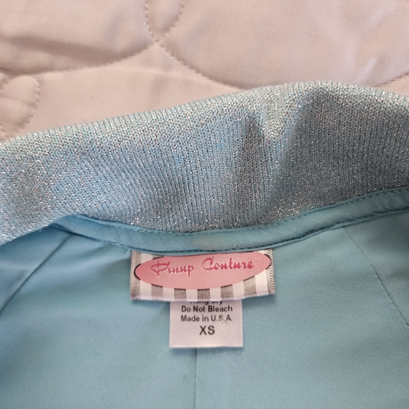 Pinup Couture light blue sparkly lurex top - Picture 3 of 6